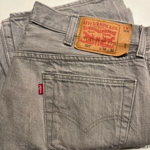 Levi's Men's Light Gray Straight Jeans - 501 Style